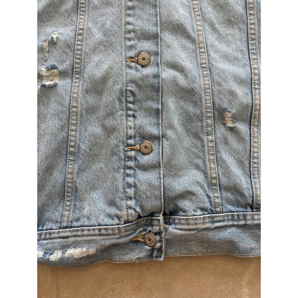 Old Navy Jean Jacket Womens Plus 1X Denim Button Distressed Classic Outdoor Boho - Picture 5 of 9